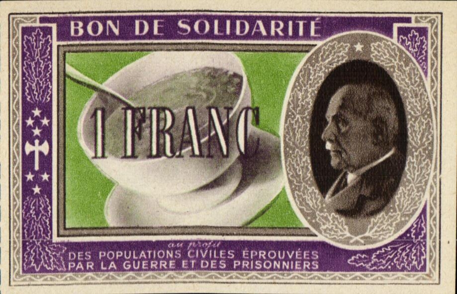 Bon de solidarite Petain 1 Franc