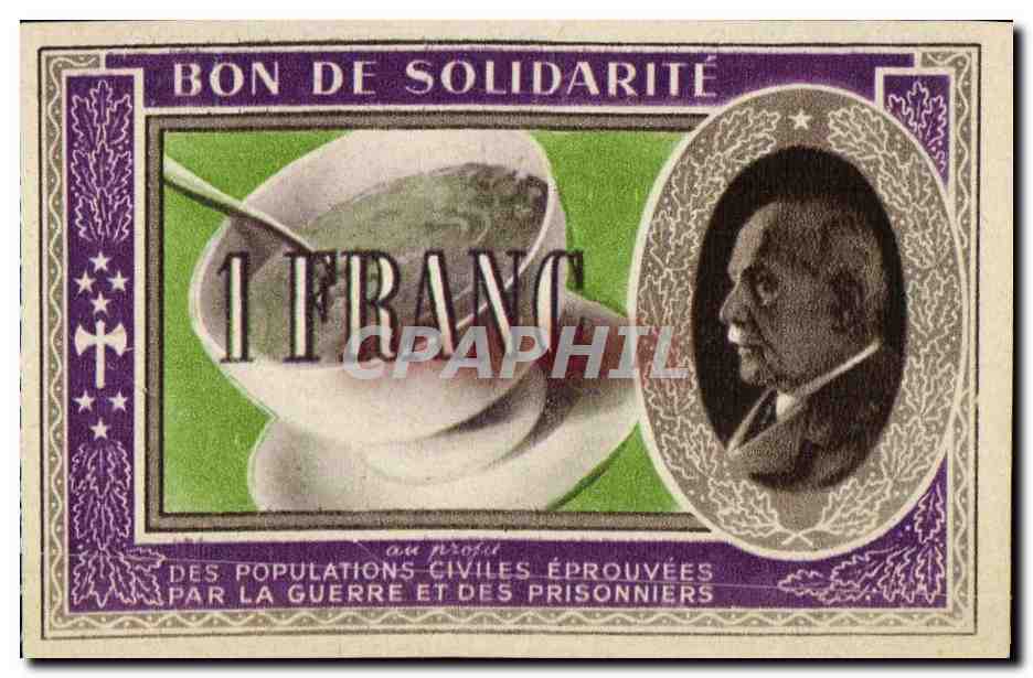 Bon de solidarite Petain 1 Franc 