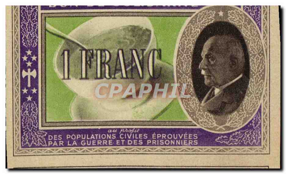 Bon de solidarite Petain 1 Franc