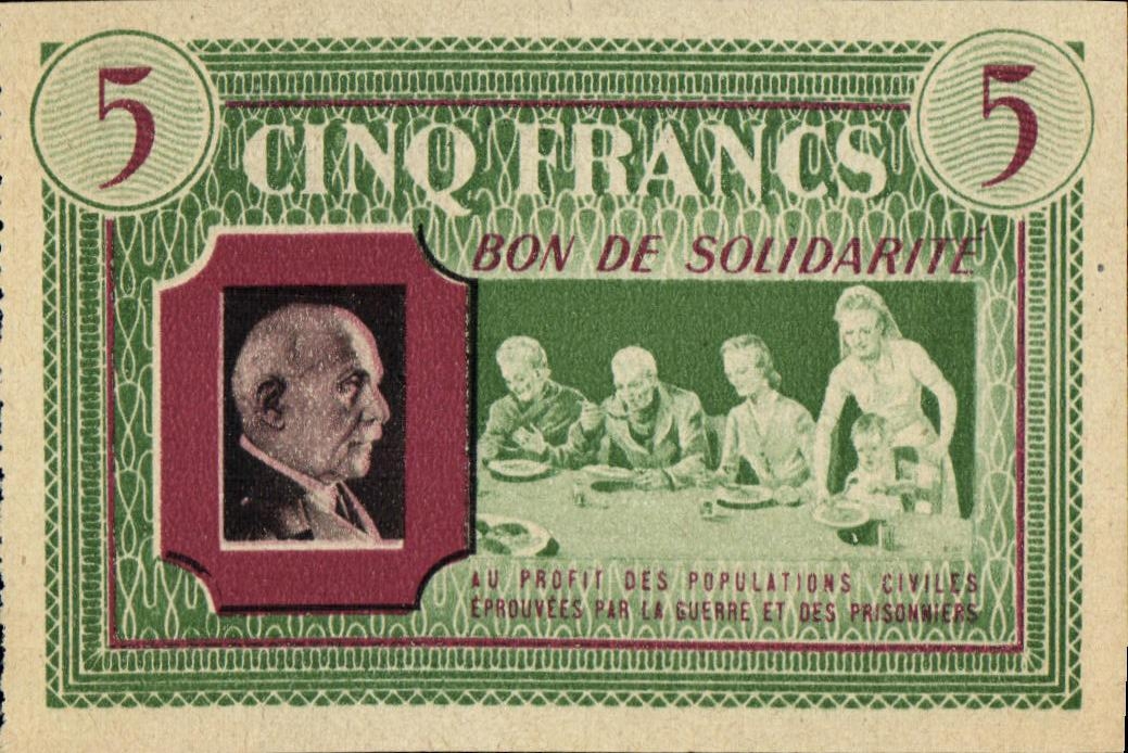 Bon de solidarite Petain 5 Francs