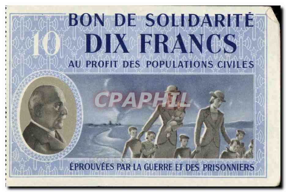 Bon de solidarite Petain 10 Francs