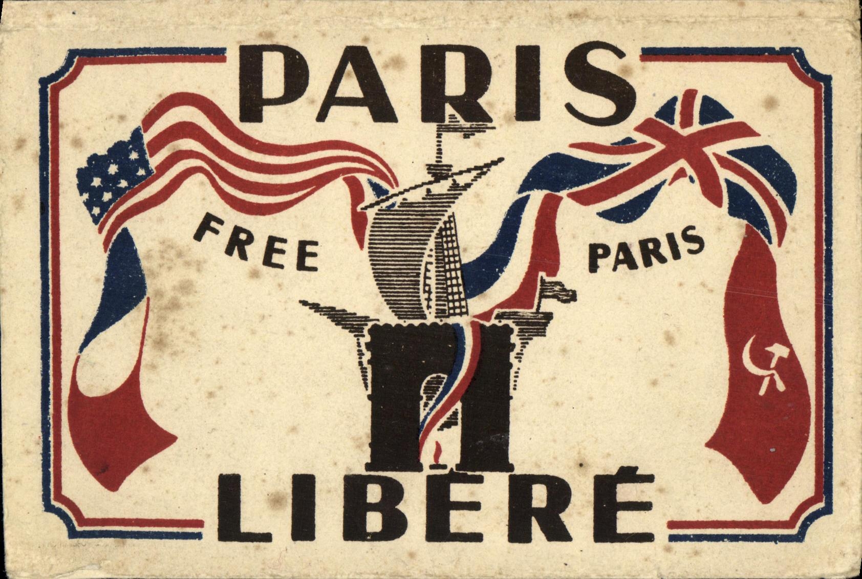 Etui de cartes postales Militaria 2eme guerre mondiale Paris Free Paris Libere