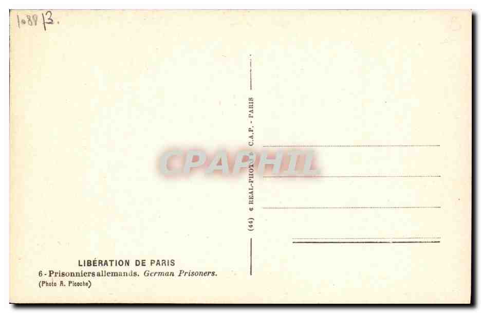 CPM Militaria 2eme guerre mondiale Liberation de Paris Prisonniers allemands  — Rückseite