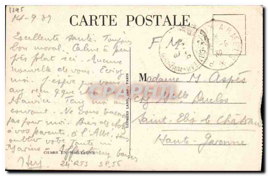 CPM Militaria 2eme guerre mondiale Chars en montagne Tanks — Rückseite