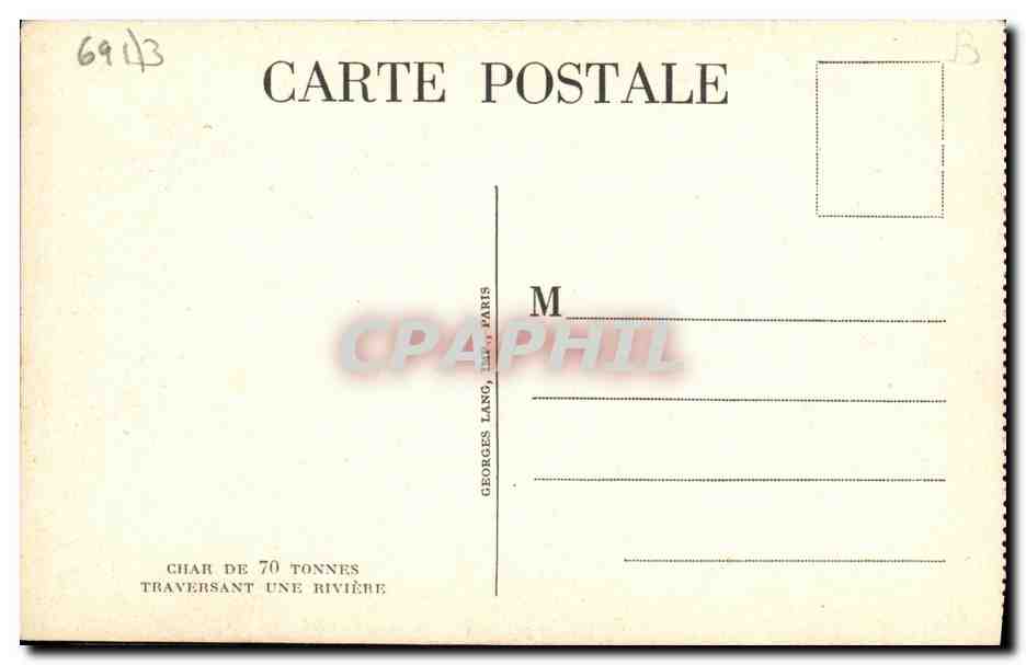 CPM Militaria 2eme guerre mondiale Chars de 70 tonnes traversant une riviere Tanks — Rückseite
