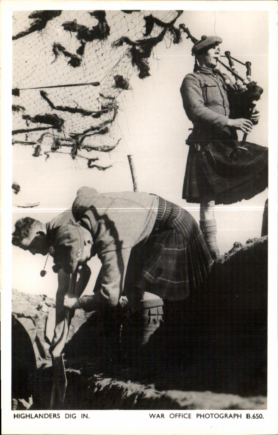 CPM Militaria 2eme guerre mondiale Highlanders dig in 