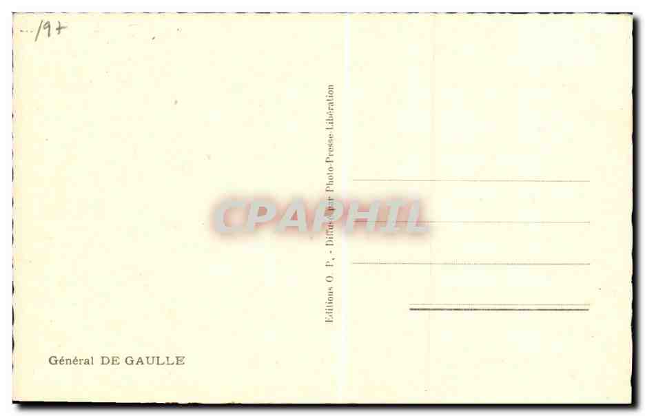 CPM Militaria 2eme guerre mondiale General de Gaulle — Rückseite