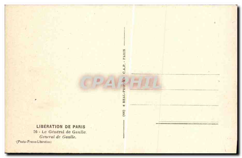 CPM Militaria 2eme guerre mondiale Generale de Gaulle — Rückseite