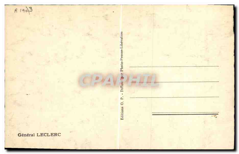 CPM Militaria 2eme guerre mondiale General Leclerc — Rückseite