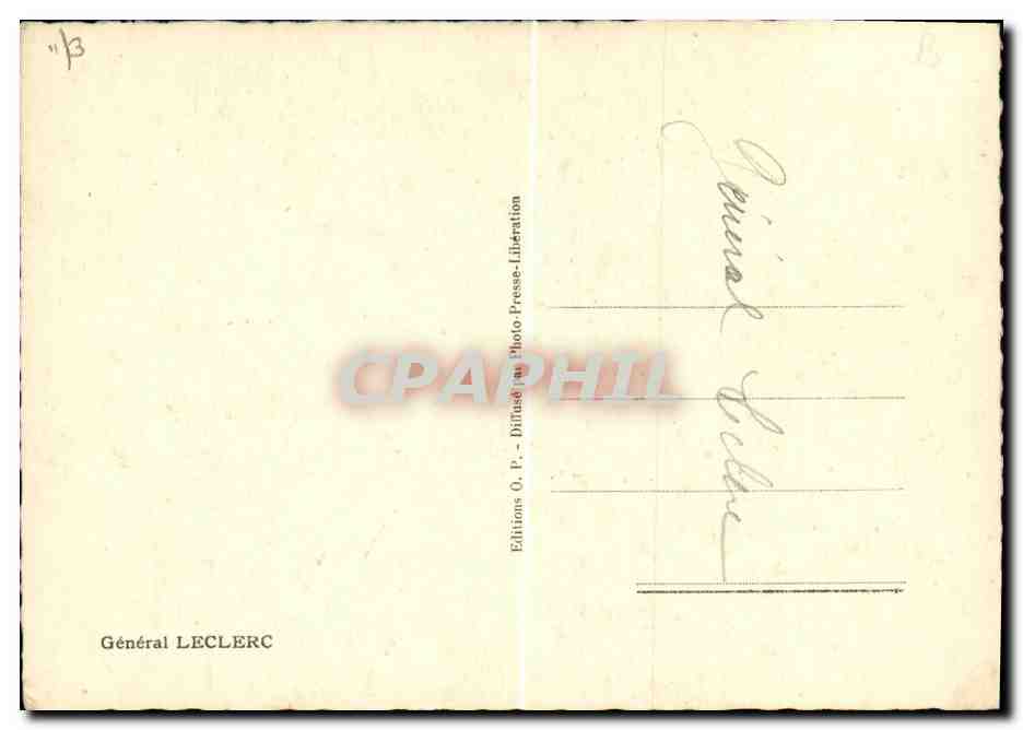 CPM Militaria 2eme guerre mondiale General Leclerc — Rückseite