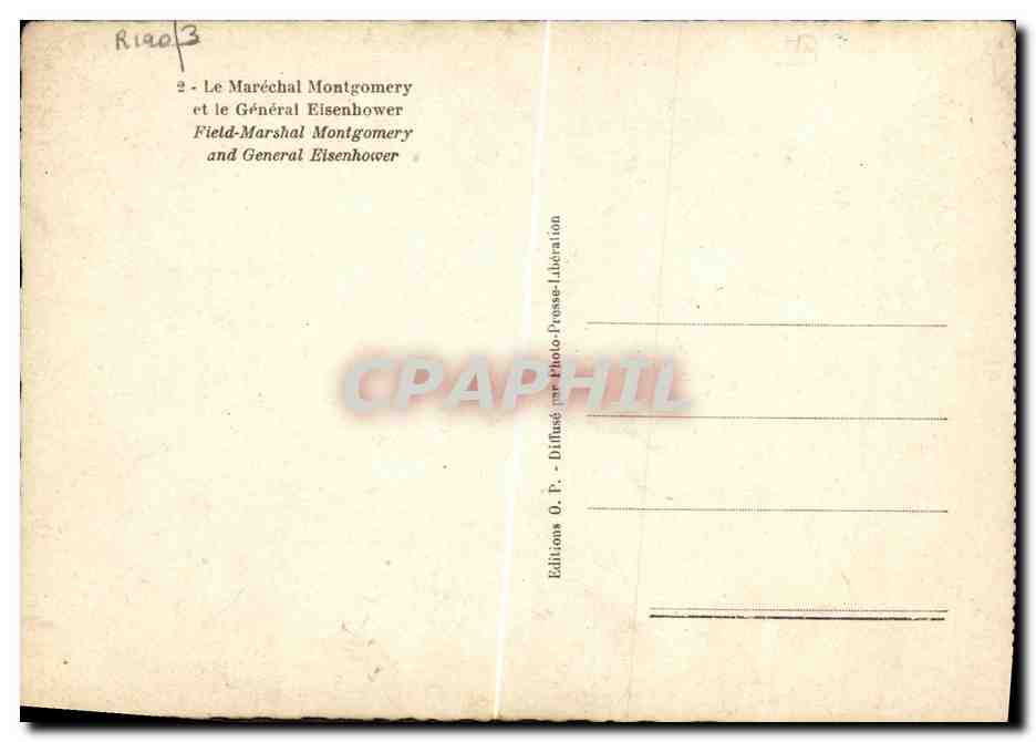 CPM Militaria 2eme guerre mondiale Marechal Montgomery et le General Eisenhower  — Rückseite