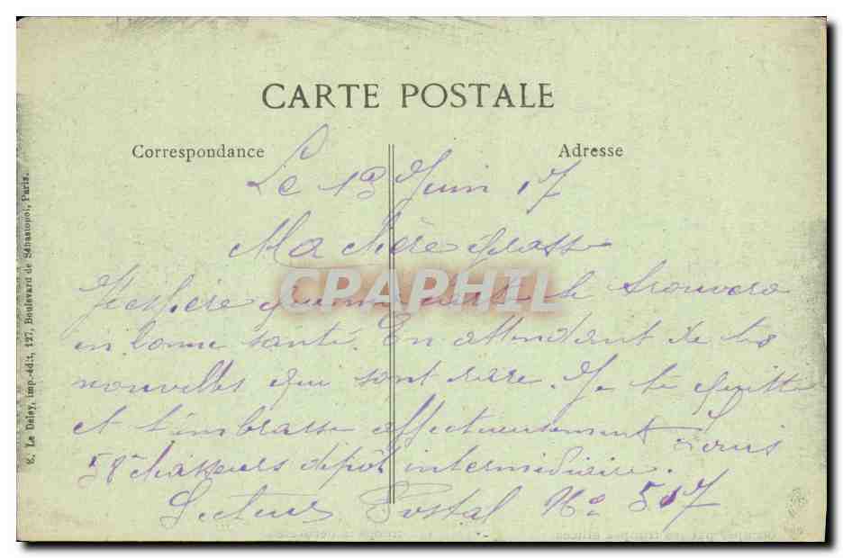 Thessaloniki — Tag des Königsgedenkfestes und der Ausnahmezustandsverkündung in Mazedonien — Straße Salamine, das Präfekturgebäude mit dekorativen Elementen und von alliierten Truppen besetzt — Verlag Visé, Paris, Nr. 1539 — Rückseite