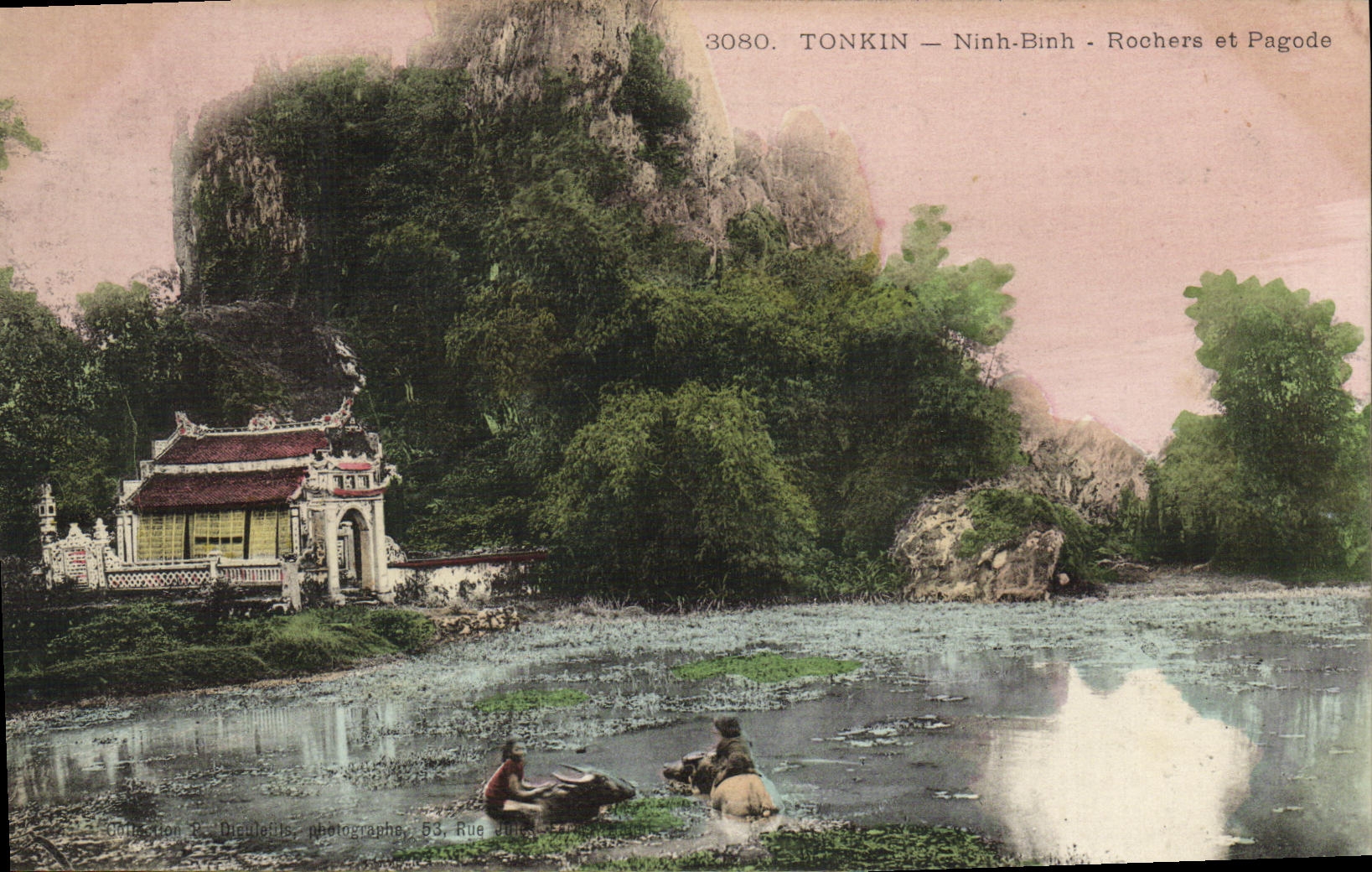 CPA Indochine Tonkin Ninh Binh Rochers et pagode