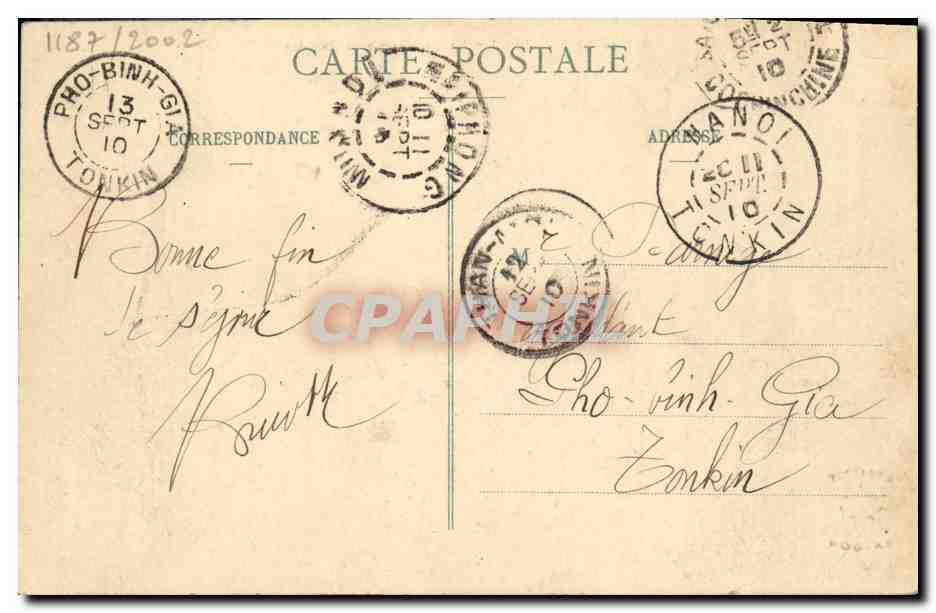 CPA Indochine Taynunh Les casernes  — Back