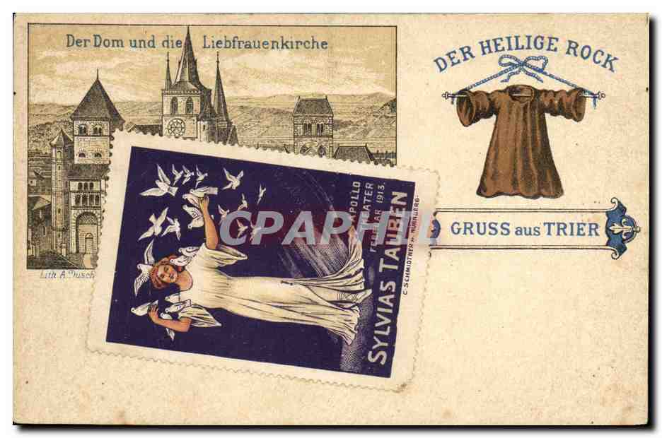 CPA Der Dom und die Liebfrauenkirche Gruss aus Trier Der Heilige Rock Vignette Sylicas Tauben 