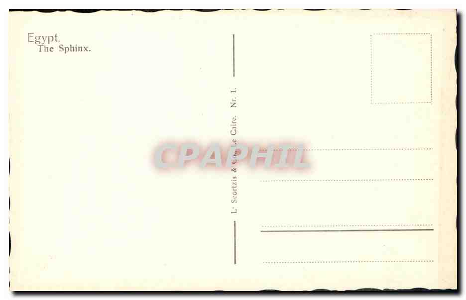 Égypte — Le Sphinx et la pyramide de Gizeh — L. Scartzis & Cie, Le Caire, Nr. 1 — Verso