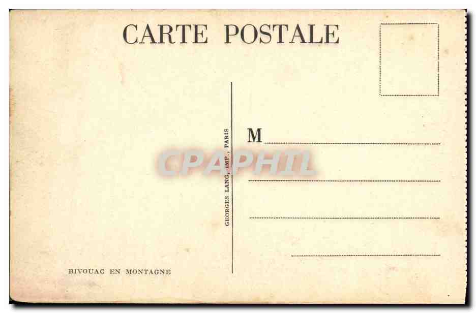 CPA Militaria Bicouac en montagne — Rückseite