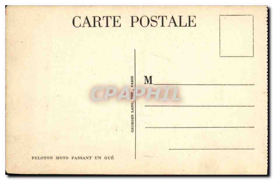 CPA Militaria Peloton moto passant un gue  — Rückseite