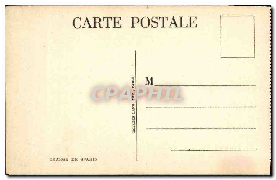 CPA Militaria Charge de spahis — Verso