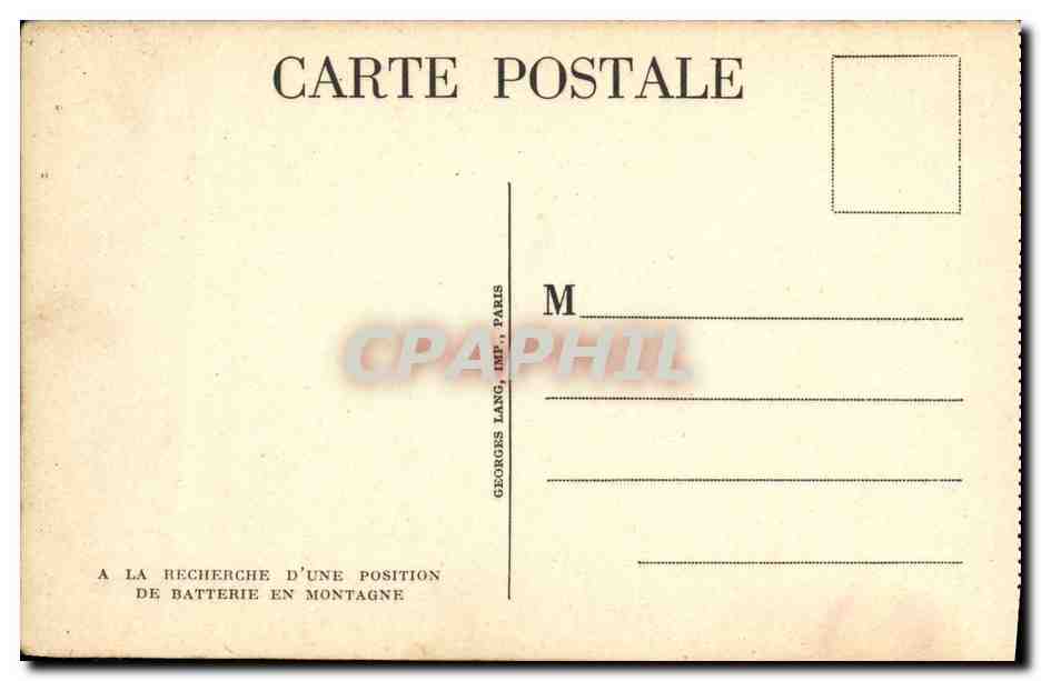 CPA Militaria A la recherche d'une position de batterie en montagne  — Rückseite