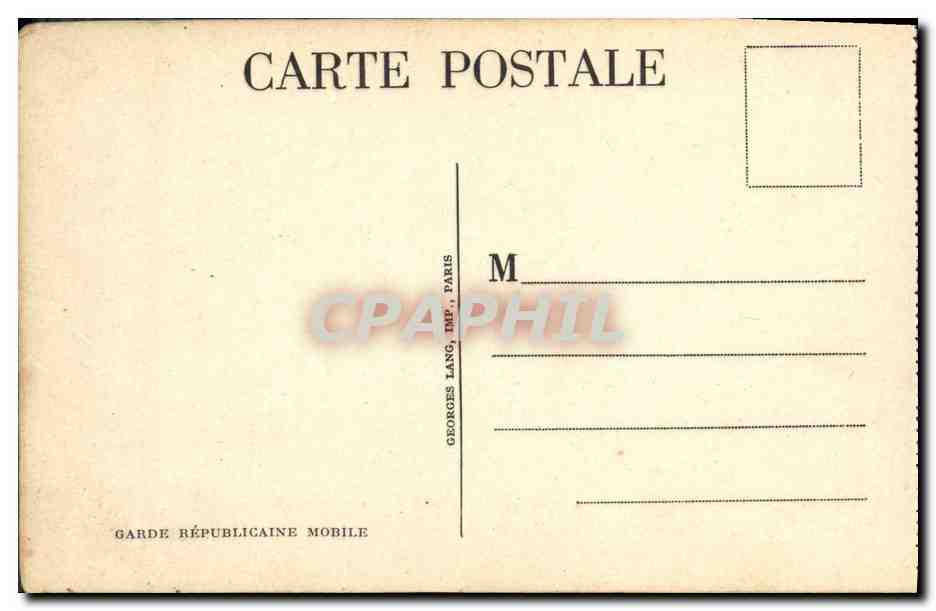 CPA Militaria Garde republicaine mobile  — Rückseite