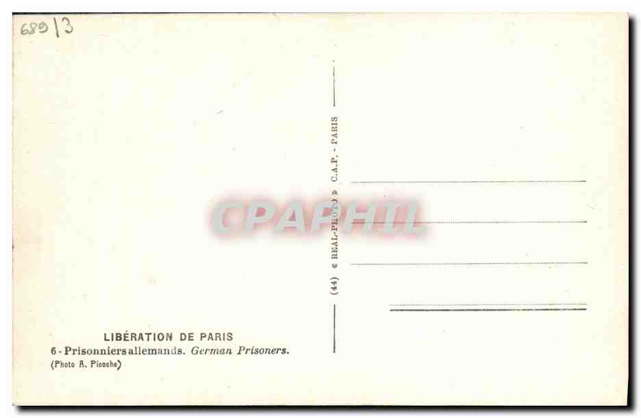 CPA Militaria Liberation de Paris Prisonniers allemands  — Rückseite