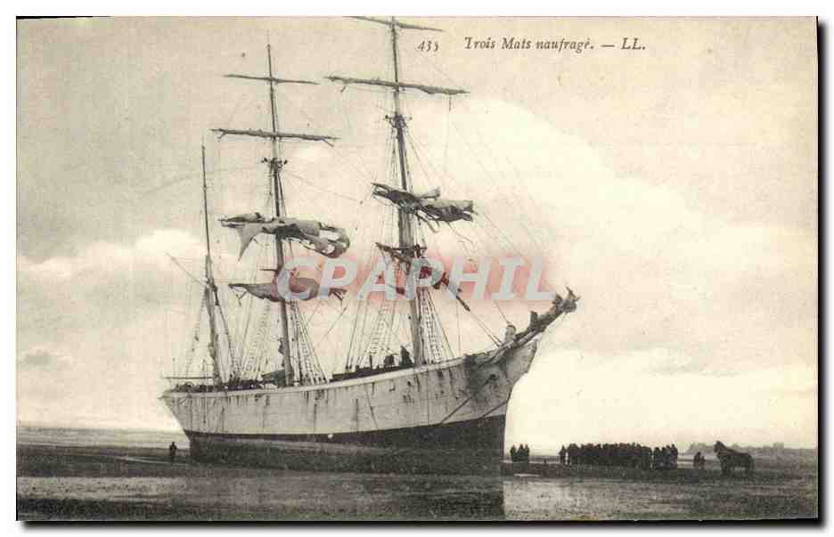 CPA Bateau Trois Mats naufrage 