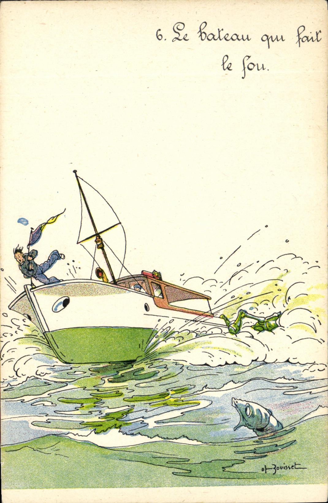 Le bateau qui fait le fou — série de 6 illustrations — H. Panneel