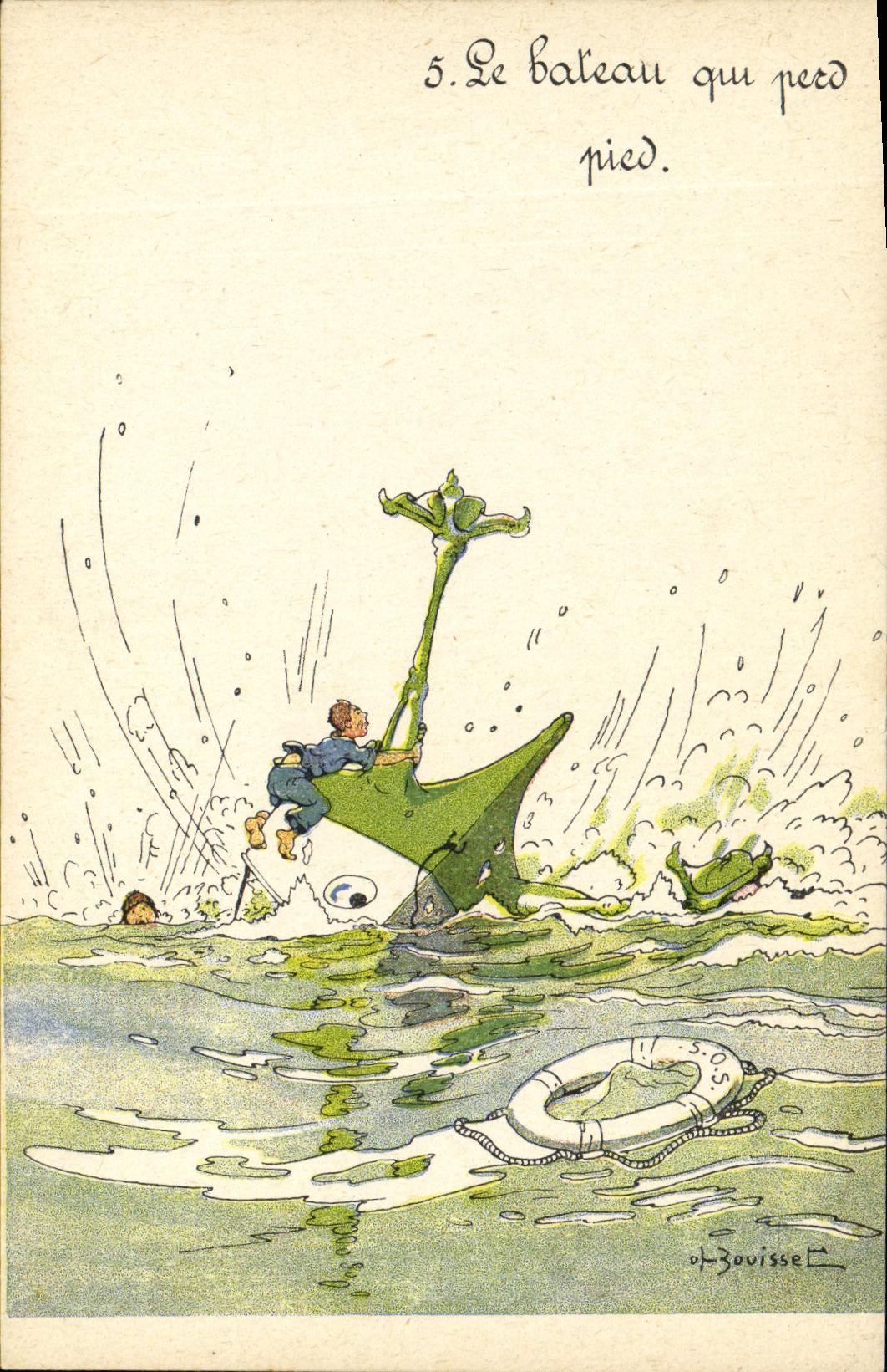 Le bateau qui perd pied — 5e illustration de la série — H. Panneel, Paris