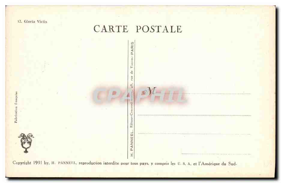 Gloria Victis ! — Série 12 — H. Panneel, Paris — Reverso