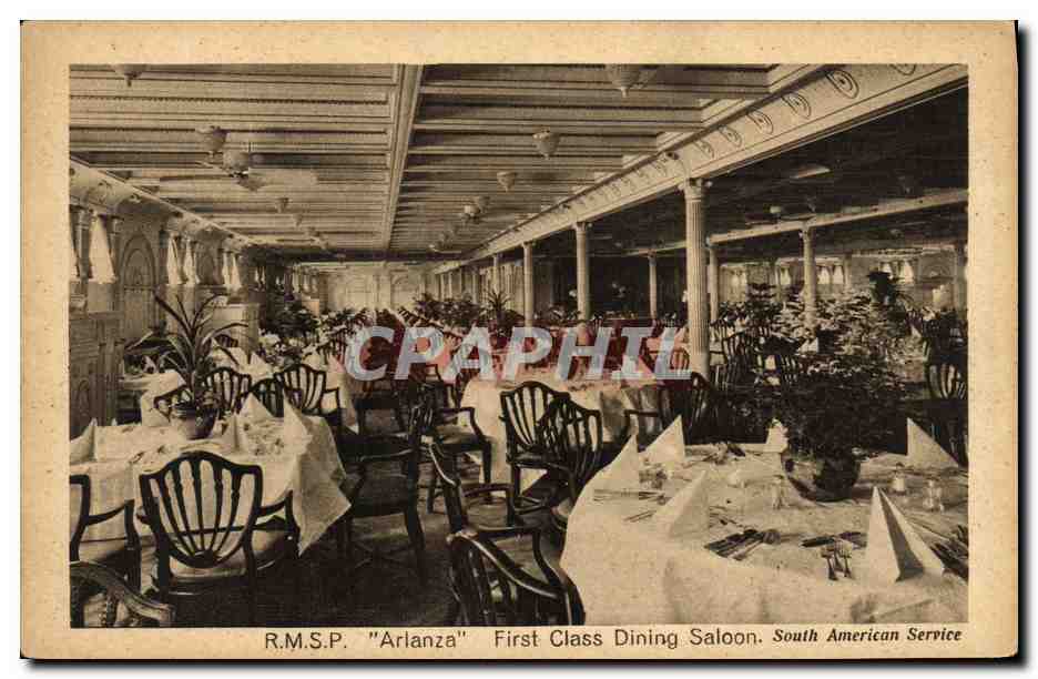 R.M.S.P. "Arlanza" — Salle à manger de 1ère classe — South American Service