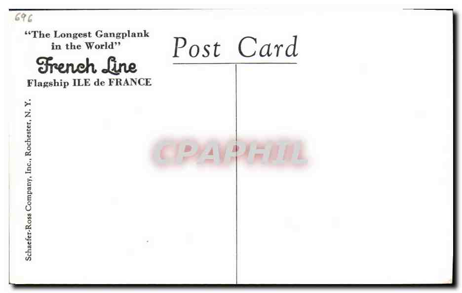 S.S. ILE de FRANCE — Smoking Room First Class — French Line — Verso