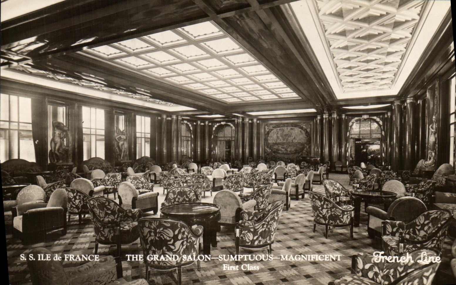 S.S. ILE de FRANCE — Le Grand Salon — French Line