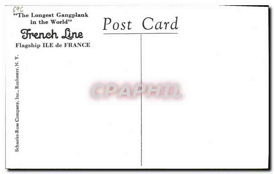 S.S. ILE de FRANCE — Salon Mixte-Gravé — French Line — Back