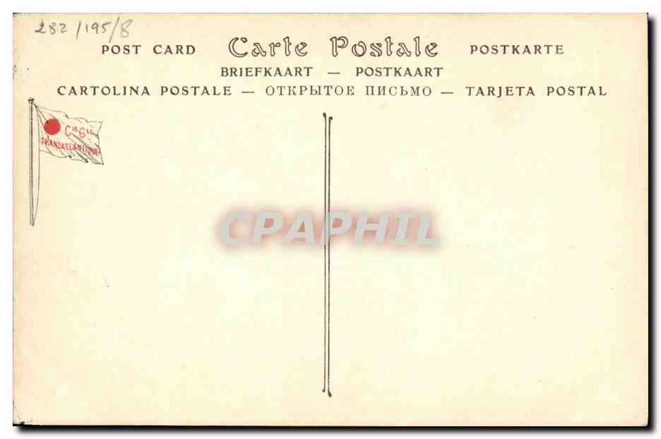 Paquebot Ville de Bone — Compagnie Générale Transatlantique — Services Postaux de la Méditerranée — Verso