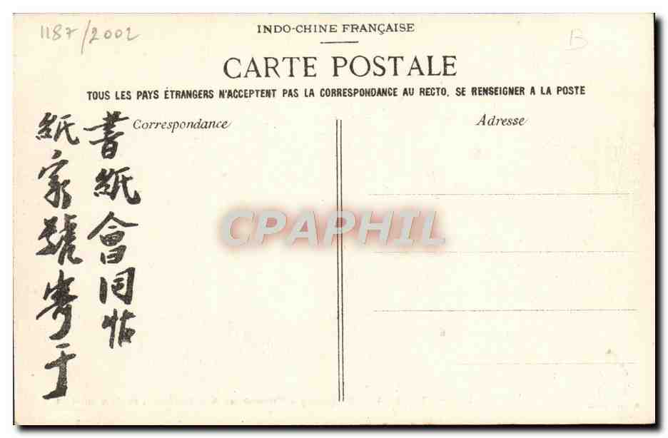 CPA Tonkin Haiphong Promenade des environs route circulaire — Back