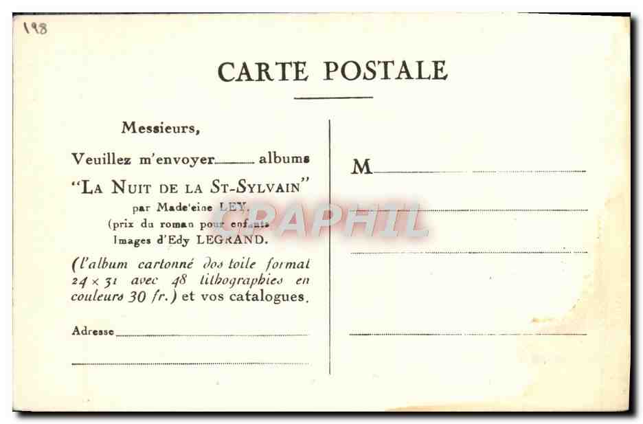 CPA Illustration extraite de l'album La Nuit de la Saint Sylvain Bateau — Rückseite