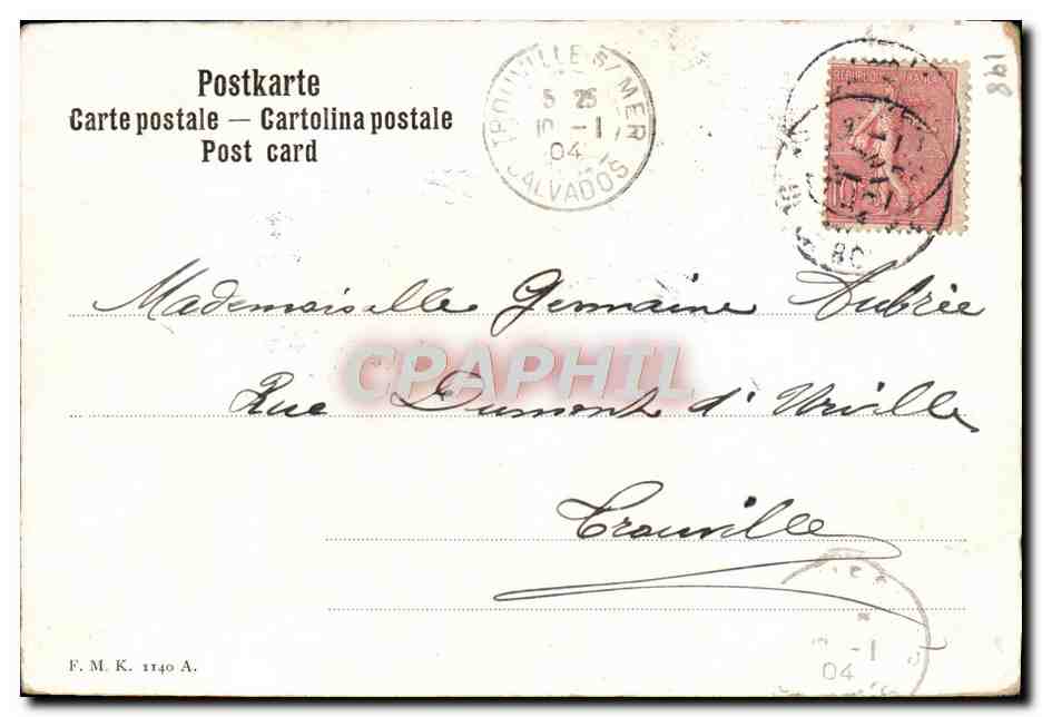 Navire à voile — Port de Saint-Martin — Éditeur F.M.K. n°1140 A — Rückseite
