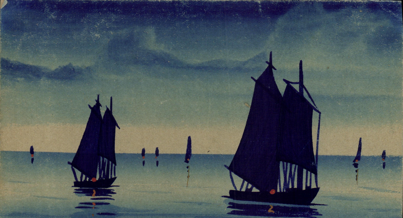 Sous le ciel nocturne — bateaux à voile — CPAPHIL n°148 - Recto