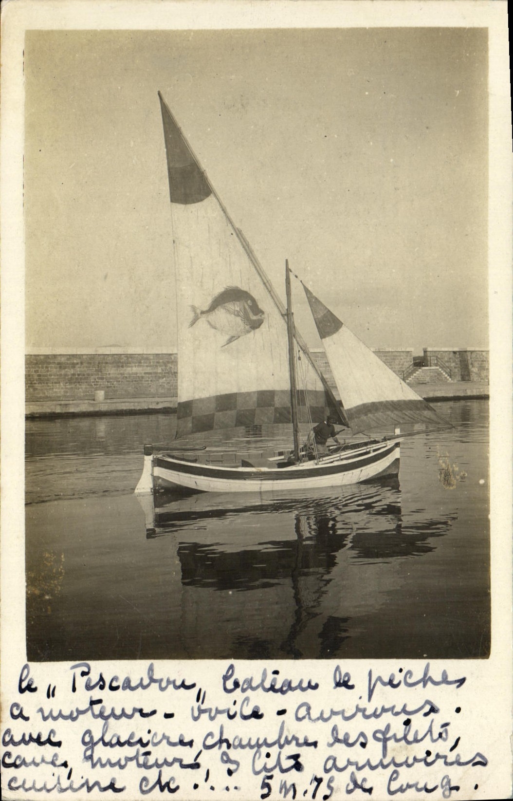 Le "Pescabou", bateau de pêche à moteur - voile - arrivées - avec glacière, chambre, des filets, cave, moteur, 5 m.75 de long - Avrillé