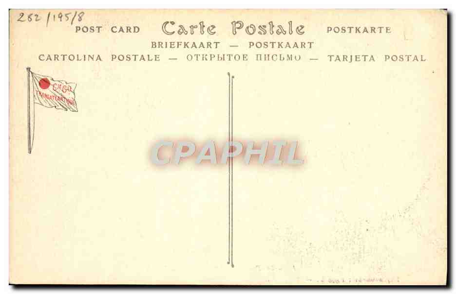 CPA Bateau Compagine Generale Transatlantique Services postaux de la Mediterranee Paquebot Poste Ville de Madrid — Verso