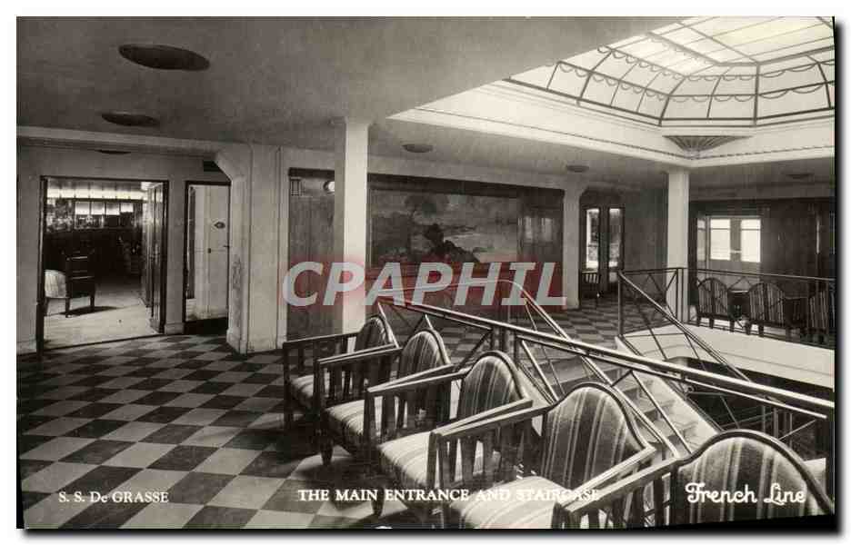 S.S. De Grasse — Entrée principale et escalier — French Line