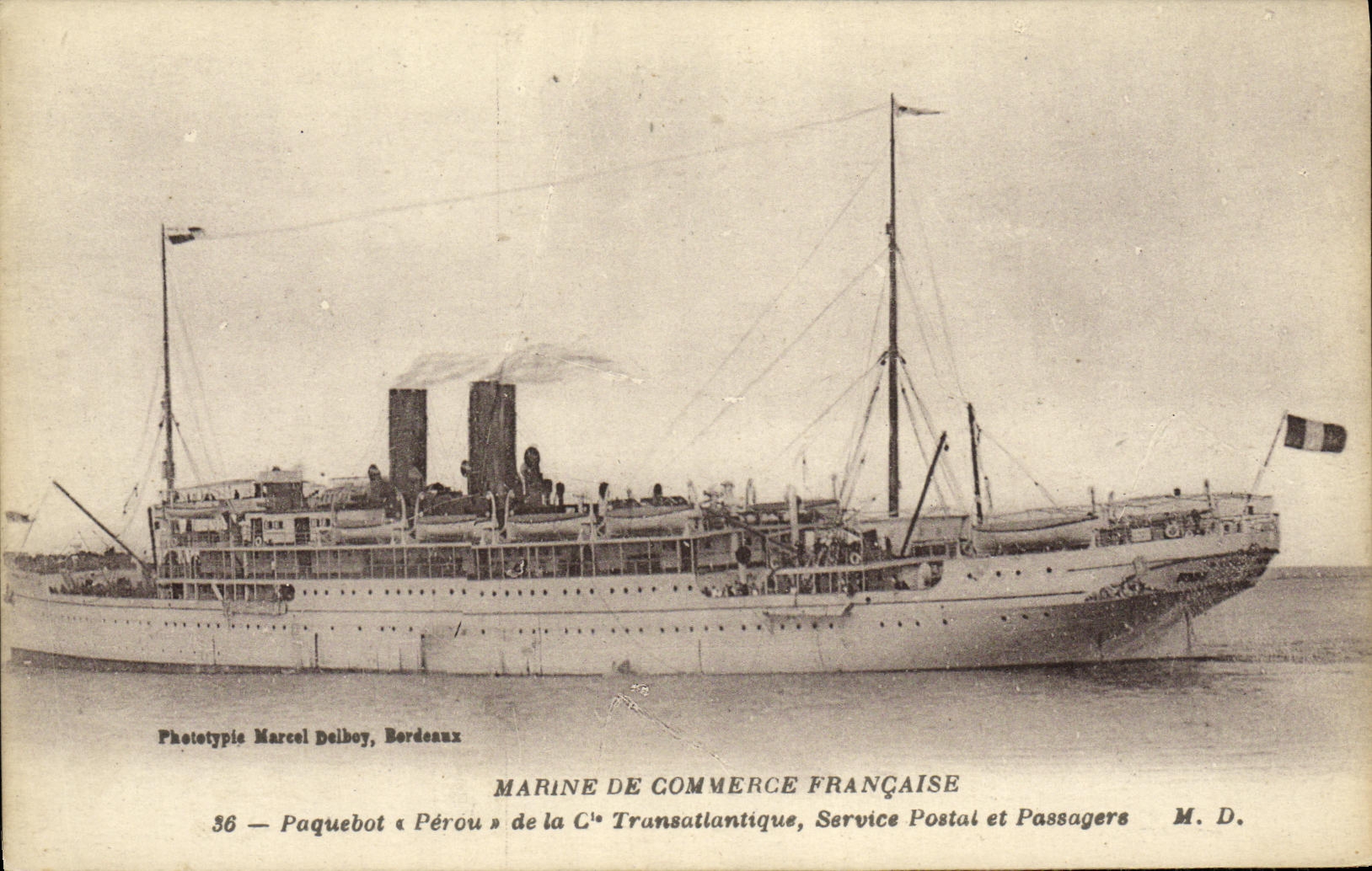 Paquebot « Pérou » — Cie Transatlantique — Phototypie Marcel Delboy, Bordeaux