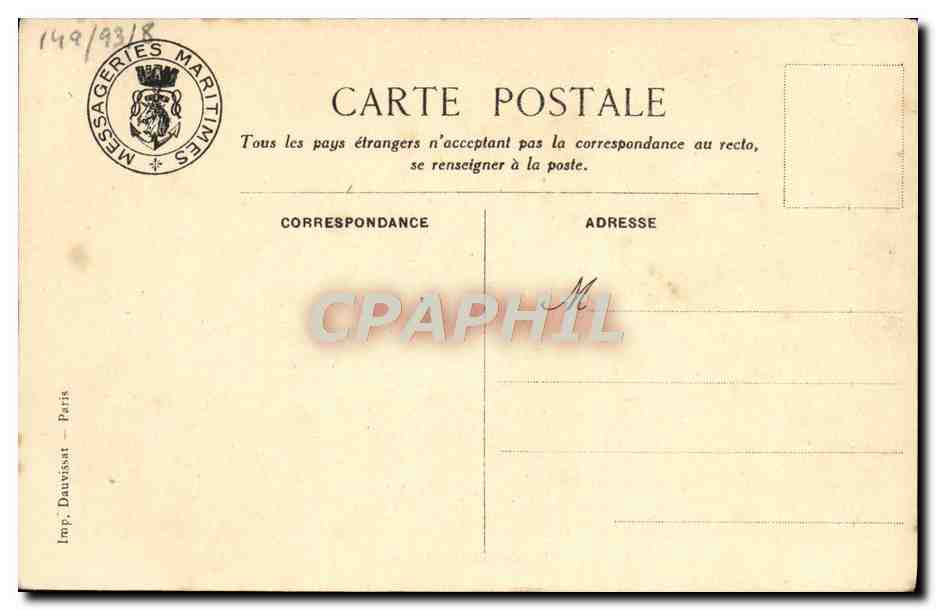 CPA Bateau Messageries Maritimes Mariette Pacha  — Verso