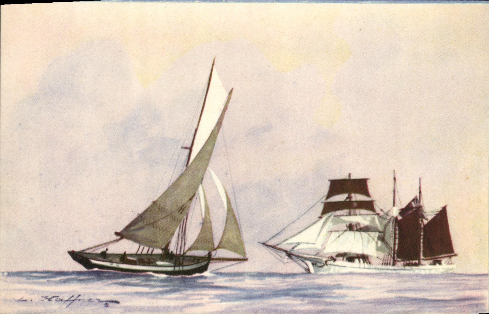 Pilote et Trois Mâts Goélette — Collection de la Ligue Maritime et Coloniale — E.A.E.C. Paris