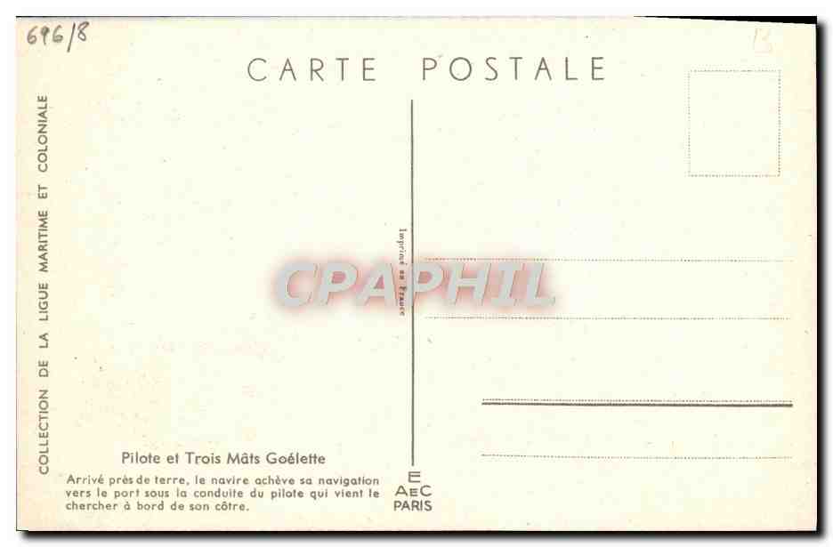 Pilote et Trois Mâts Goélette — Collection de la Ligue Maritime et Coloniale — E.A.E.C. Paris — Reverso
