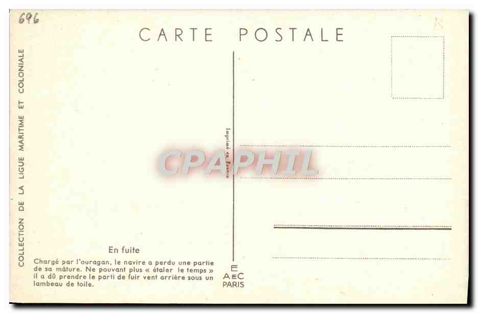CPA Bateau En fuite Haffner — Rückseite