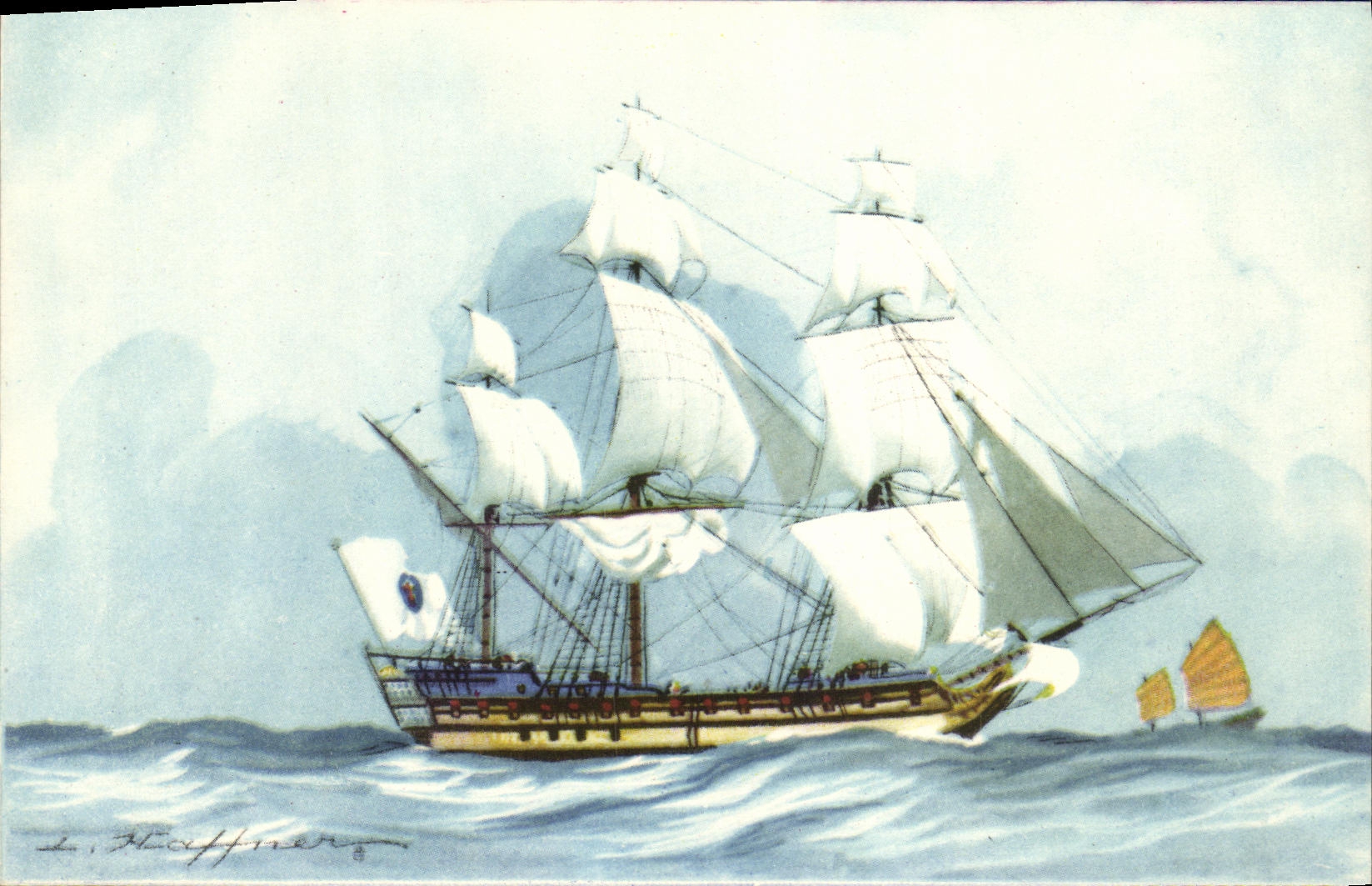 Vaisseau de la Compagnie des Indes Orientales — Collection de la Ligue Maritime et Coloniale — Éditeur A&EC Paris