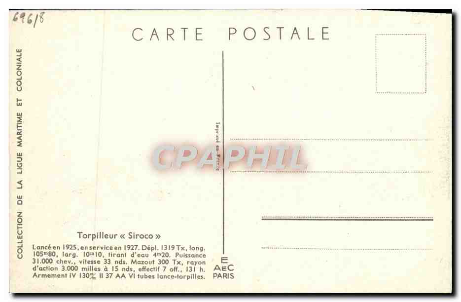 CPA Bateau Torpilleur Haffner — Verso