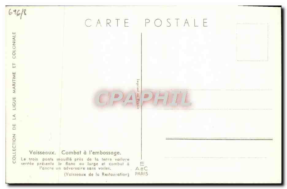 CPA Bateau Vaisseaux Combat a l'embossage Haffner — Verso